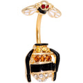 BodyCandy Clear Black Yellow Gem Gold Tone Bee Double Mount Belly Ring — main product shot