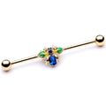 BodyCandy 14G Blue Gem Gold Tone Colorful Bee Industrial Barbell 38mm — main product shot