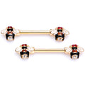 BodyCandy 14G 9/16 Clear Yellow Gem Gold Tone Bee Barbell Nipple Ring Set — main product shot