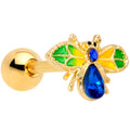 BodyCandy 16G 1/4 Blue Gem Gold Tone Colorful Bee Cartilage Tragus Earring — main product shot