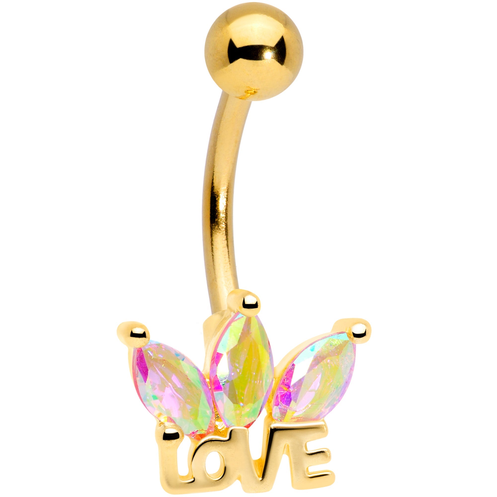 BodyCandy Aurora Gem Gold Tone Crown of Love Belly Ring — main product shot
