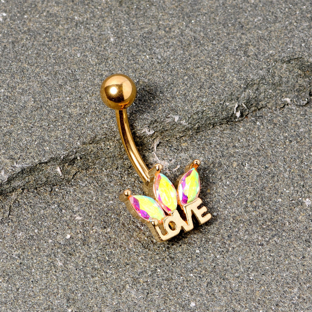 BodyCandy Aurora Gem Gold Tone Crown of Love Belly Ring — lifestyle context