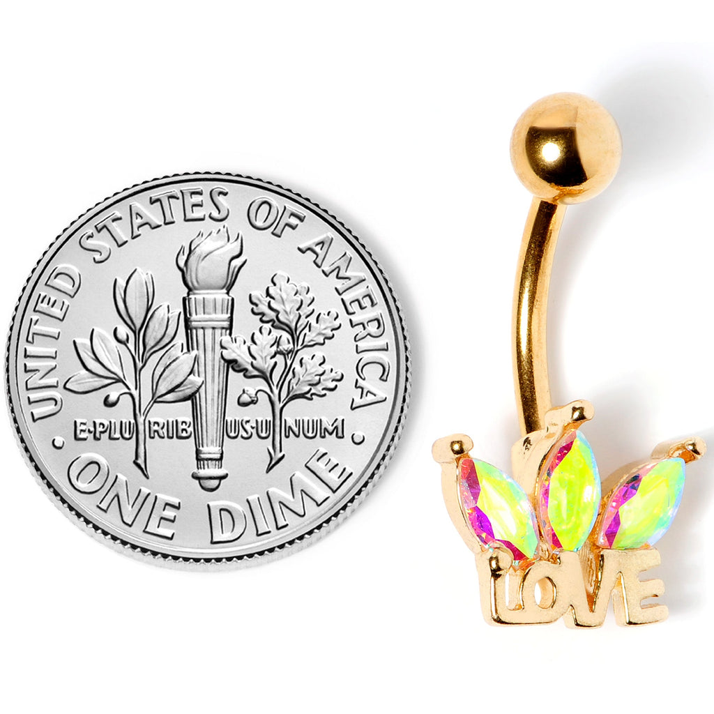 BodyCandy Aurora Gem Gold Tone Crown of Love Belly Ring — back view