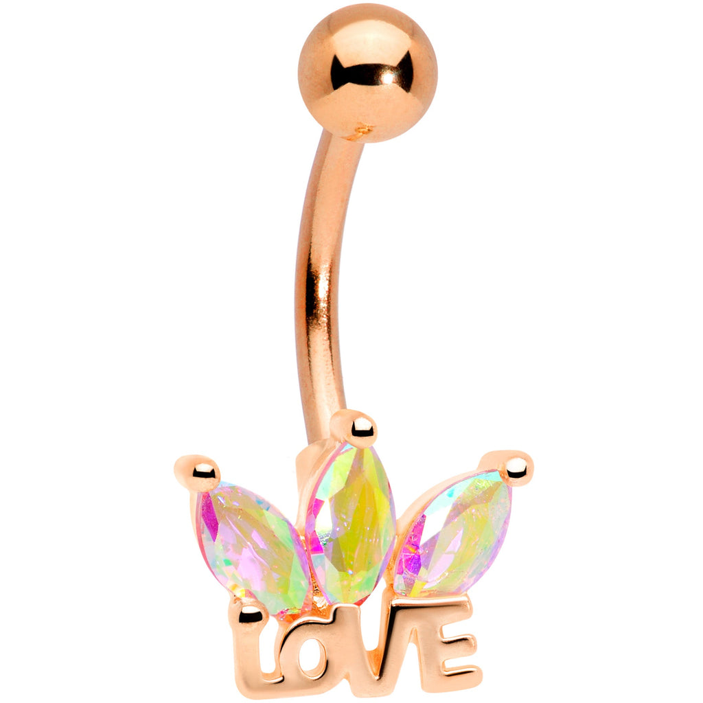 BodyCandy Aurora Gem Rose Gold Tone Crown of Love Belly Ring — main product shot