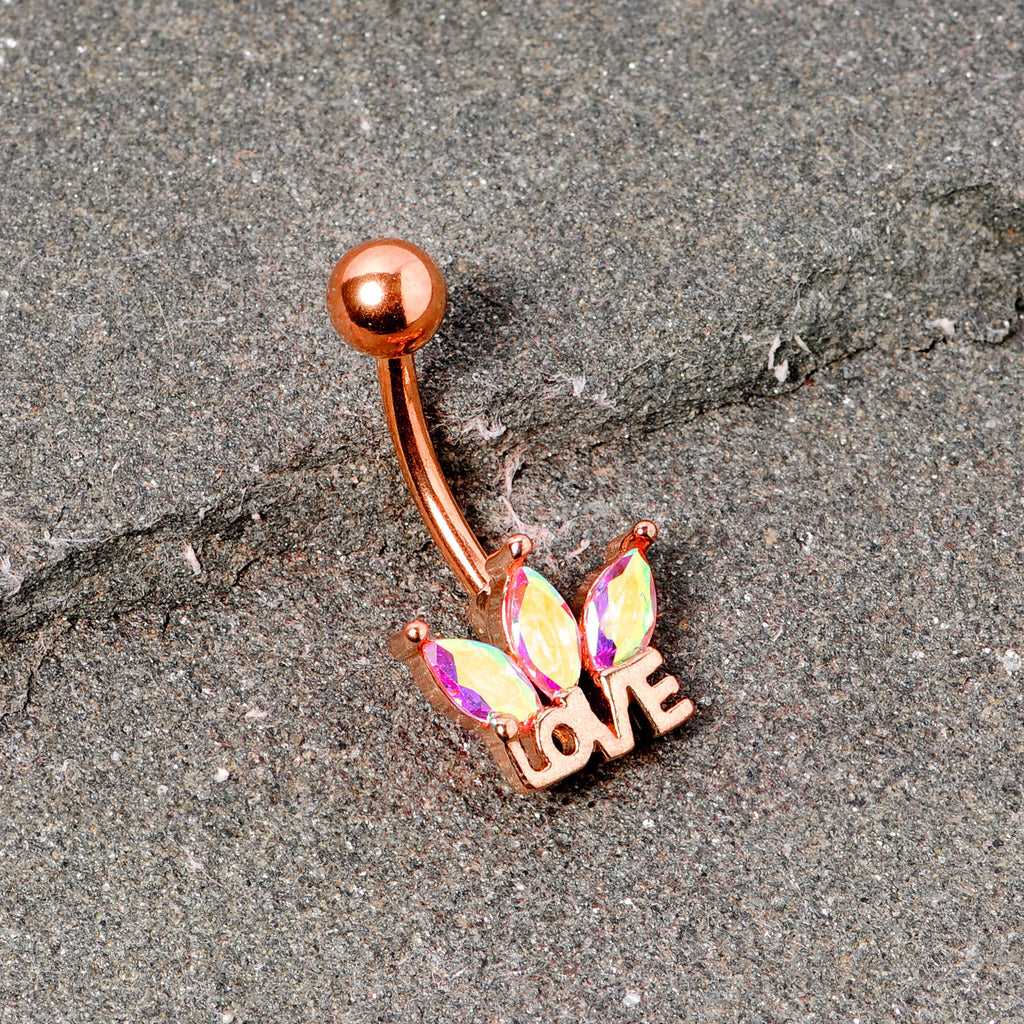 BodyCandy Aurora Gem Rose Gold Tone Crown of Love Belly Ring — lifestyle context