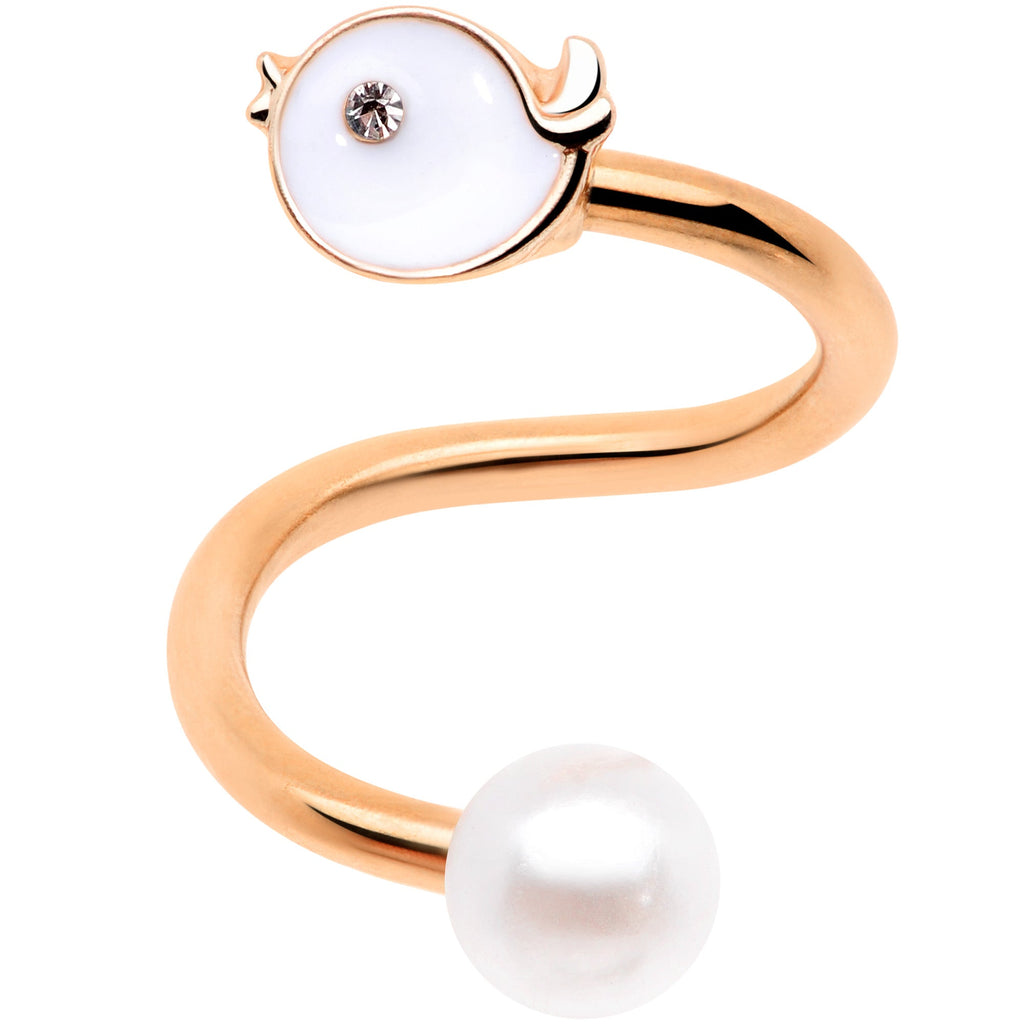 BodyCandy 14G 3/8 Clear Gem Rose Gold Tone Bird Spiral Twister Belly Ring — main product shot