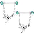 BodyCandy 14G 5/8 UV Ball Boo Ghost Halloween Chain Dangle Nipple Ring Set — main product shot