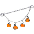 BodyCandy 14G Pumpkin Patch Halloween Chain Dangle Industrial Barbell 38mm — main product shot