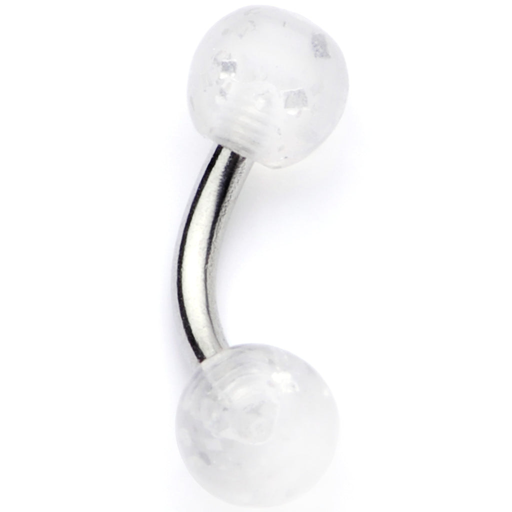 BodyCandy 16G 1/4 Clear Speckled Acrylic Ends Curved Barbell — main product shot