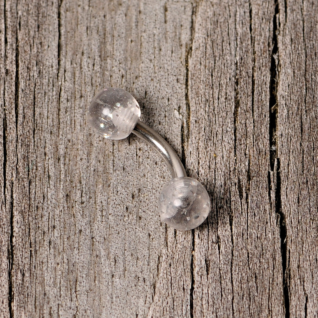 BodyCandy 16G 1/4 Clear Speckled Acrylic Ends Curved Barbell — alternative angle