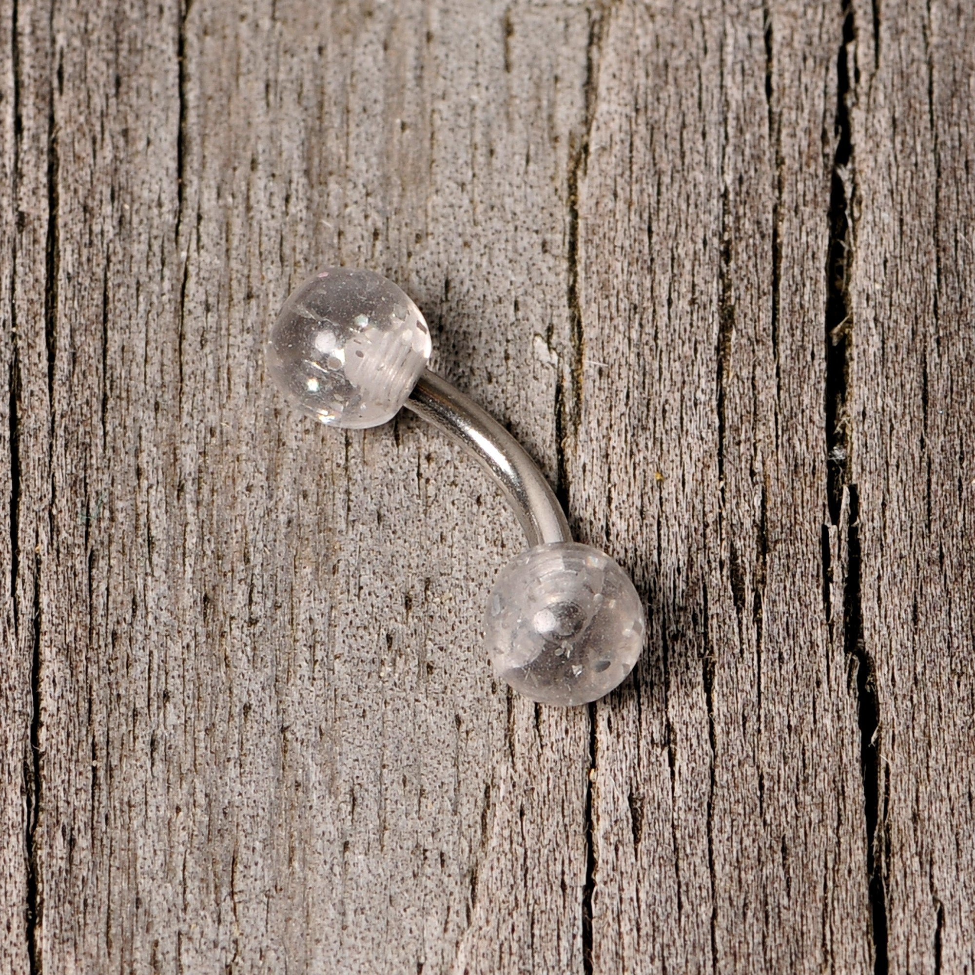 BodyCandy 16G 1/4 Clear Speckled Acrylic Ends Curved Barbell — alternative angle