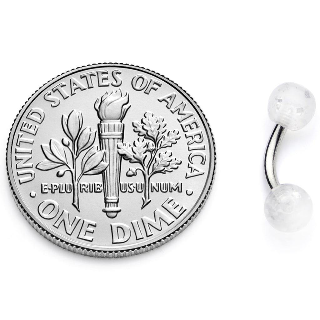 BodyCandy 16G 1/4 Clear Speckled Acrylic Ends Curved Barbell — in-use photo