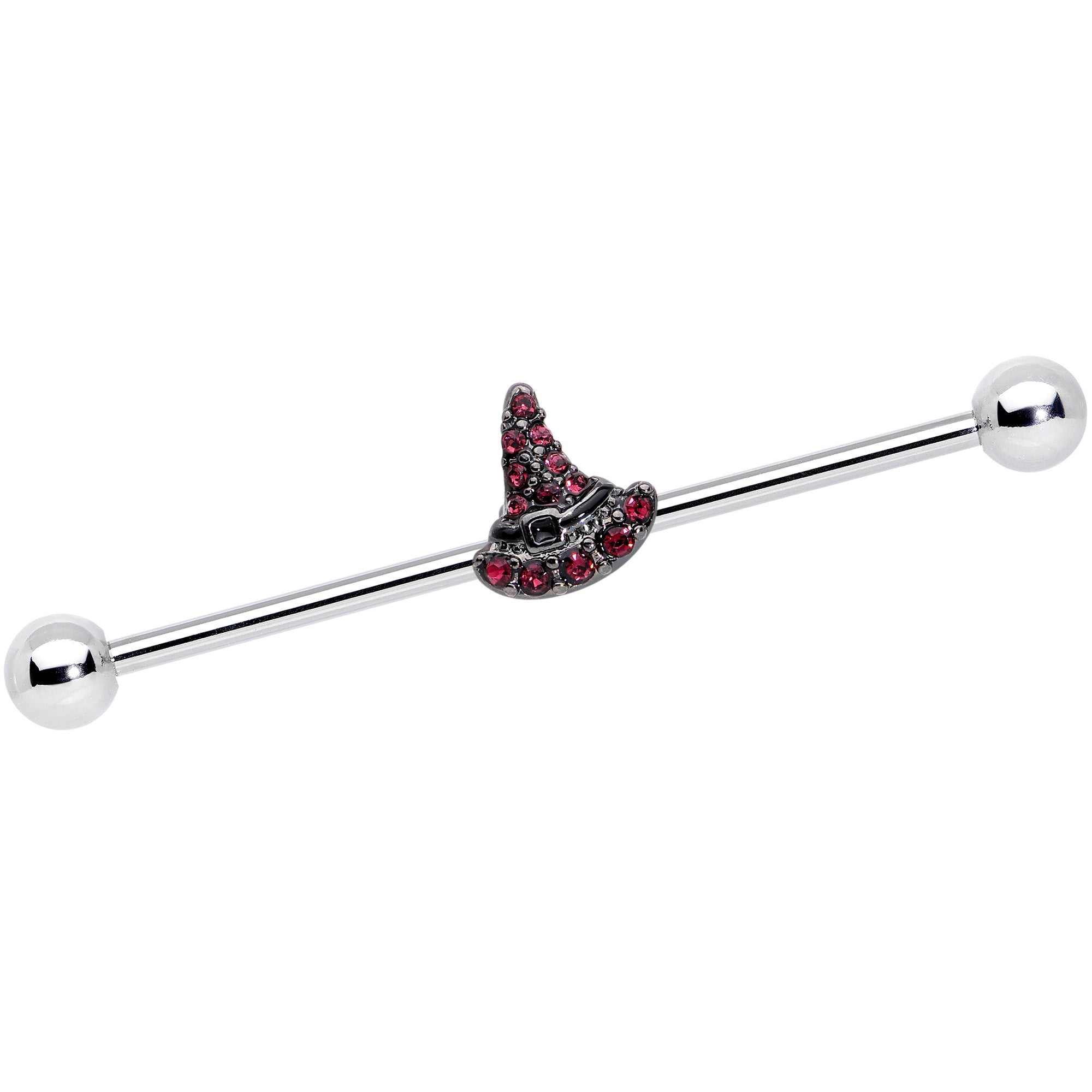 BodyCandy 14G Purple Gem Witch Hat Halloween Industrial Barbell 38mm — main product shot