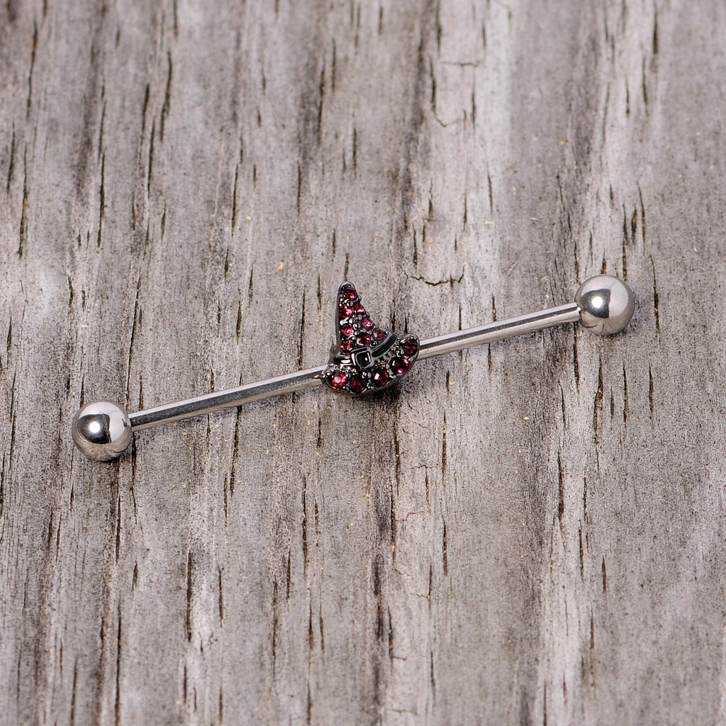BodyCandy 14G Purple Gem Witch Hat Halloween Industrial Barbell 38mm — lifestyle context