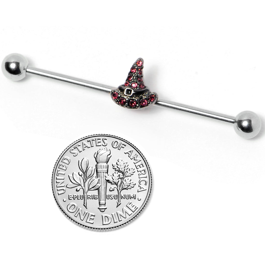 BodyCandy 14G Purple Gem Witch Hat Halloween Industrial Barbell 38mm — side view