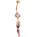BodyCandy Clear Gem Rose Gold Tone Mermaid Skeleton Halloween Dangle Belly Ring — main product shot