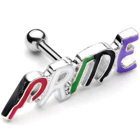 16G 1/4 Multicolor Rainbow Pride Cartilage Tragus Earring