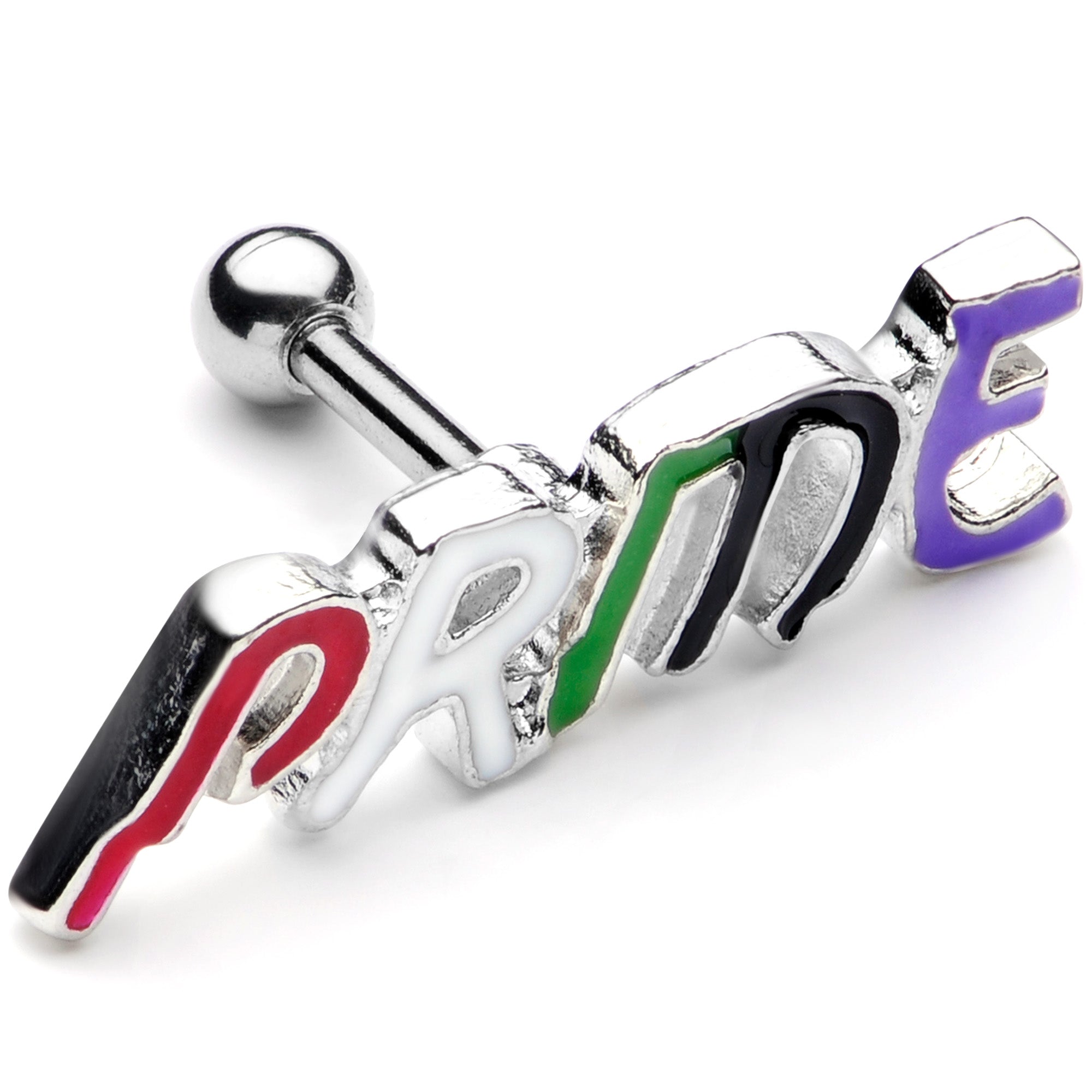 BodyCandy 16G 1/4 Multicolor Rainbow Pride Cartilage Tragus Earring — main product shot