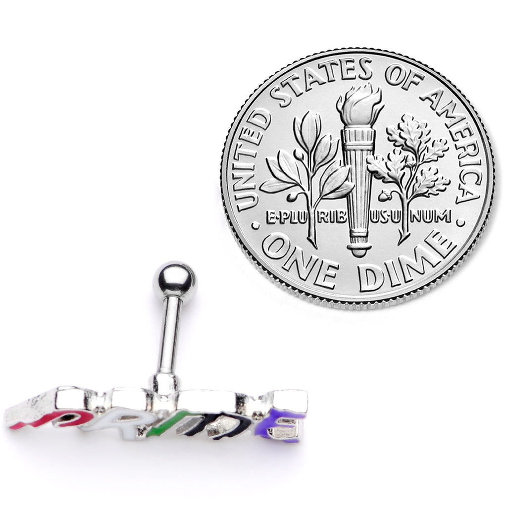 BodyCandy 16G 1/4 Multicolor Rainbow Pride Cartilage Tragus Earring — back view