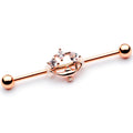 BodyCandy 14G Clear CZ Gem Rose Gold Hue Genie Lamp Industrial Barbell 38mm — main product shot