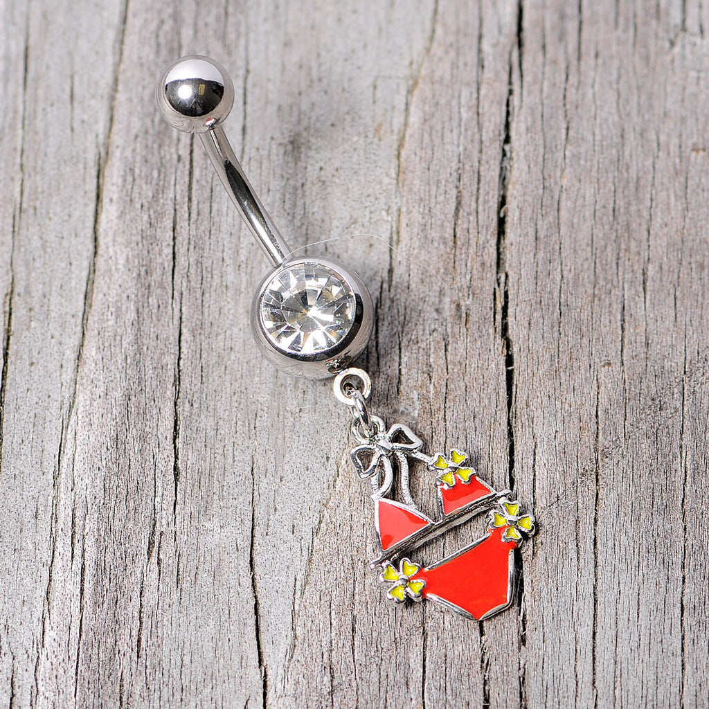 BodyCandy Clear Gem Red Itty Bitty Bikini Dangle Belly Ring — lifestyle context