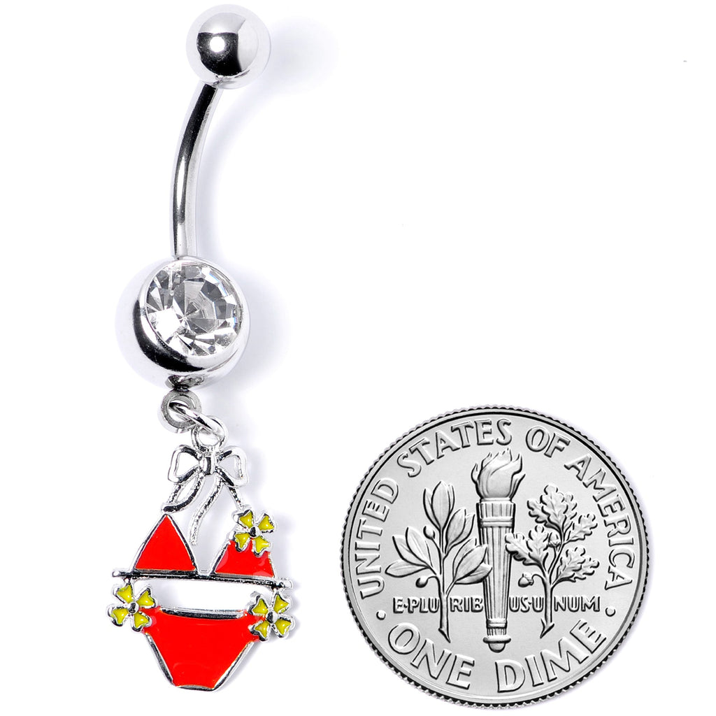 BodyCandy Clear Gem Red Itty Bitty Bikini Dangle Belly Ring — back view