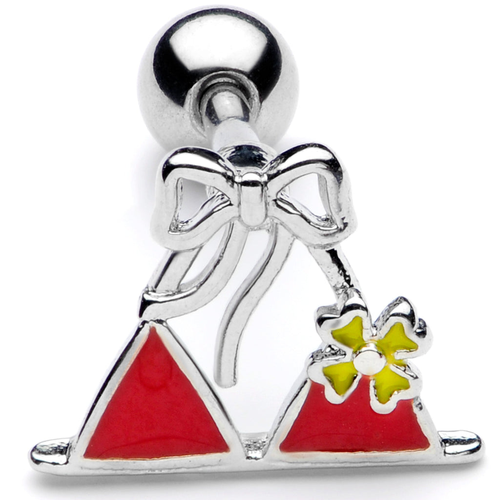 BodyCandy 16G 1/4 Red Itty Bitty Bikini Cartilage Tragus Earring — detail close-up