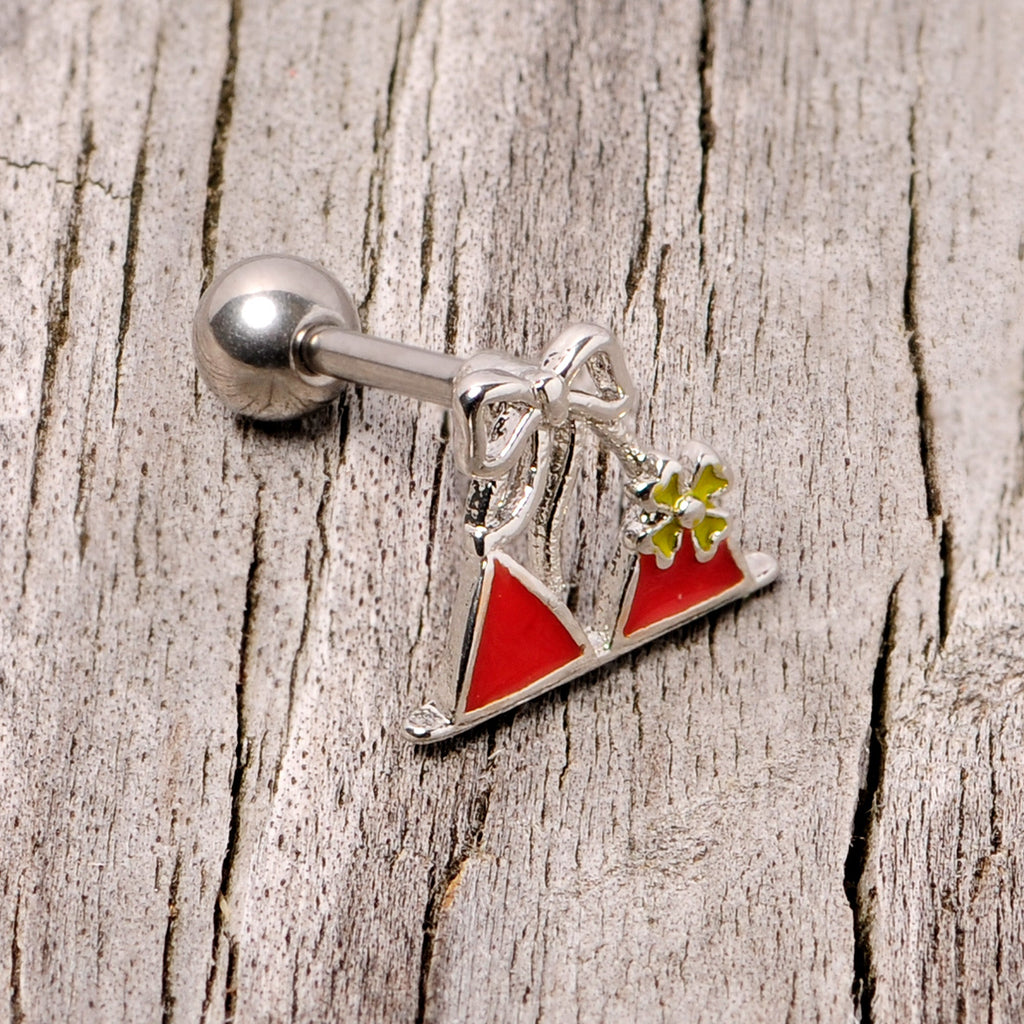 BodyCandy 16G 1/4 Red Itty Bitty Bikini Cartilage Tragus Earring — side view