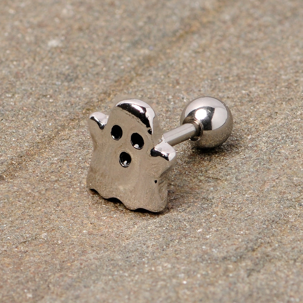 BodyCandy 16G 1/4 Spooky Ghost Halloween Cartilage Tragus Earring — detail close-up
