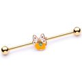 BodyCandy 14G Green Gem Gold Tone Butterfly Flower Industrial Barbell 38mm — main product shot