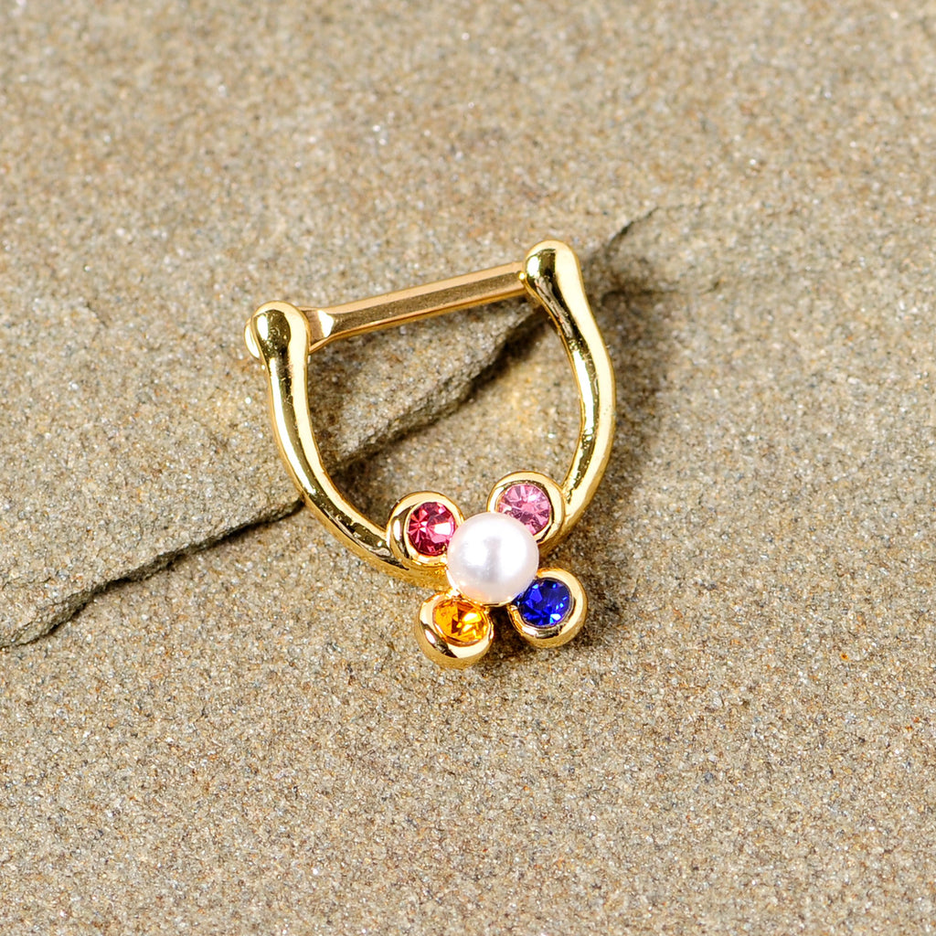 BodyCandy 16G 1/4 Pink Blue Gem Gold Tone Cartilage Clicker — lifestyle context