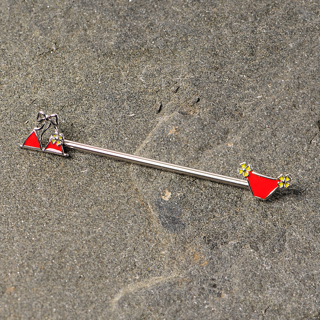 BodyCandy 14G Red Itty Bitty Bikini Industrial Barbell 38mm — detail close-up
