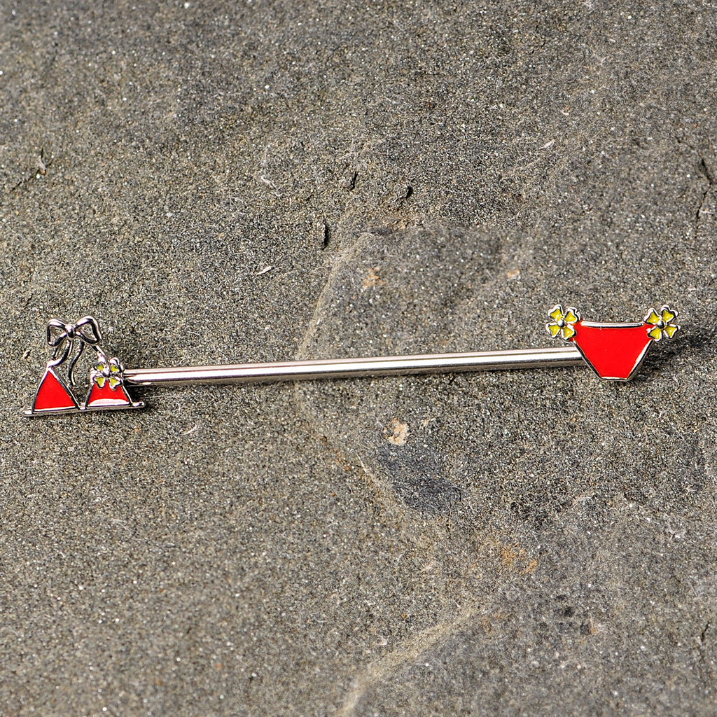 BodyCandy 14G Red Itty Bitty Bikini Industrial Barbell 38mm — lifestyle context