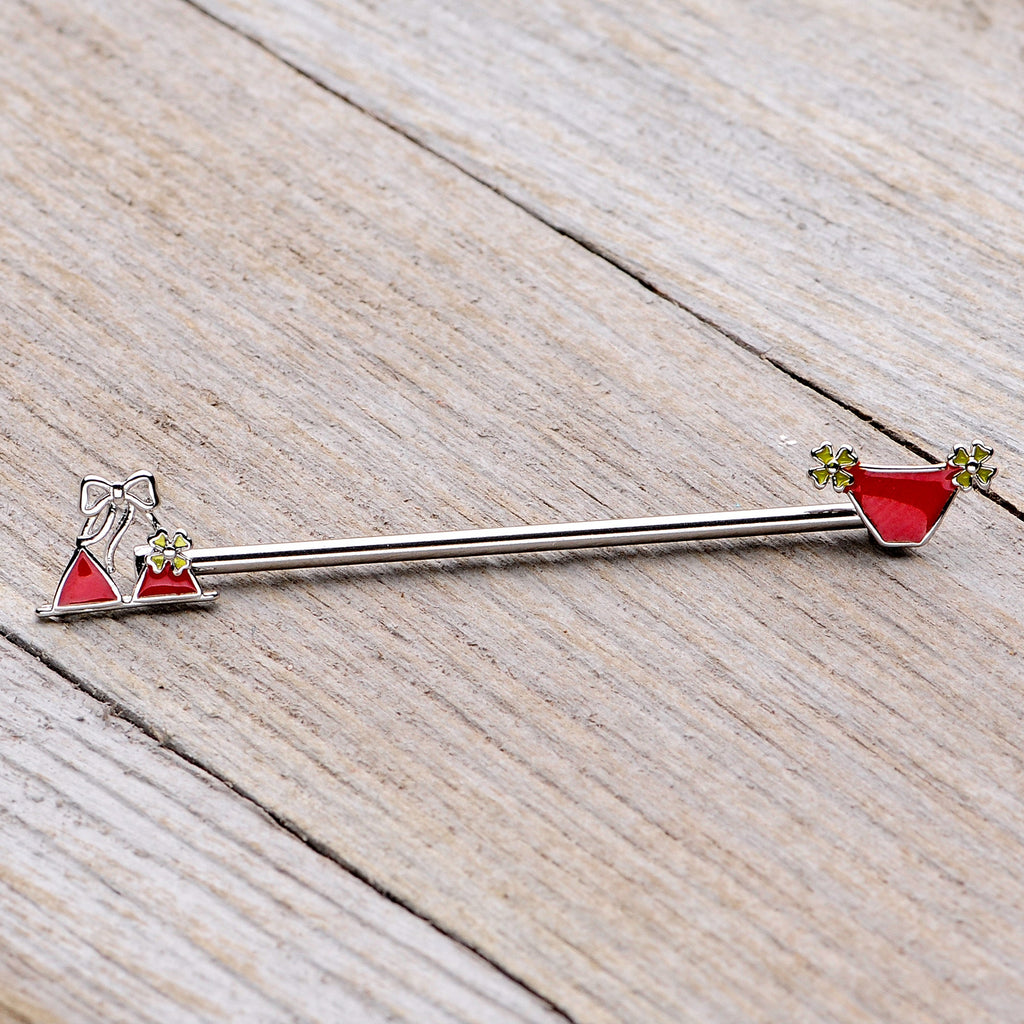 BodyCandy 14G Red Itty Bitty Bikini Industrial Barbell 38mm — side view
