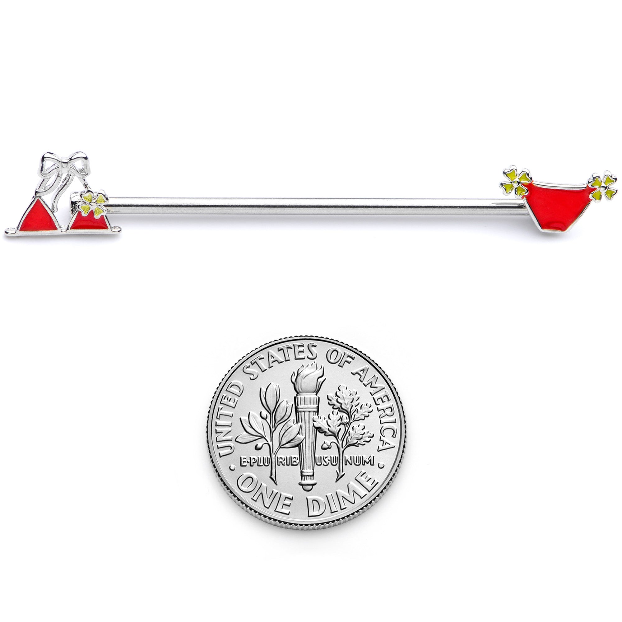 BodyCandy 14G Red Itty Bitty Bikini Industrial Barbell 38mm — back view