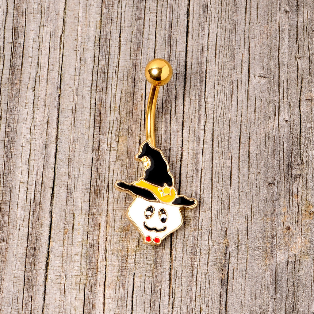 BodyCandy Gold Tone Spooky Ghost Witch Hat Halloween Belly Ring — lifestyle context