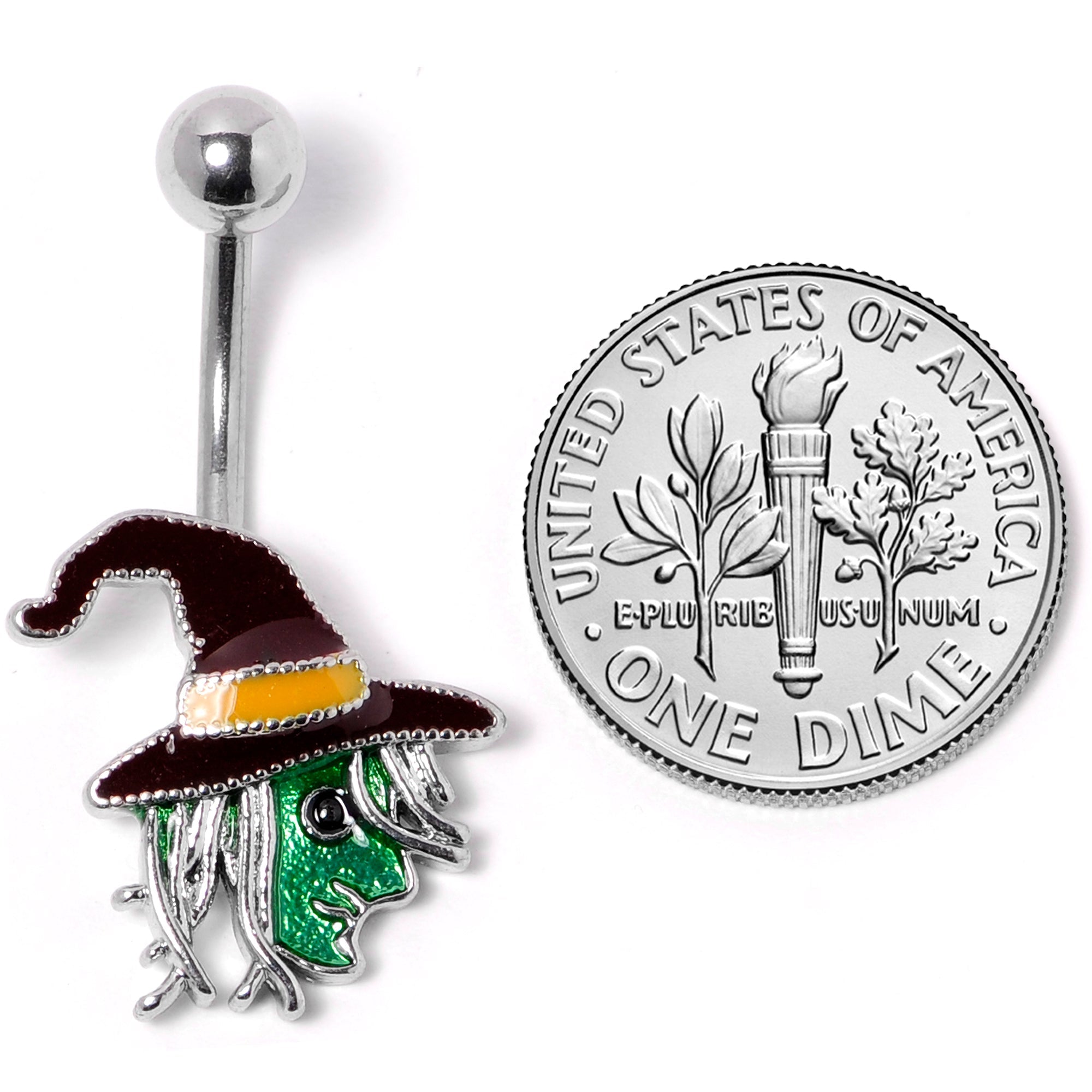 BodyCandy Ghastly Green Woods Witch Halloween Belly Ring — side view