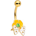 BodyCandy Green Gem Gold Tone Butterfly Flower Belly Ring — main product shot