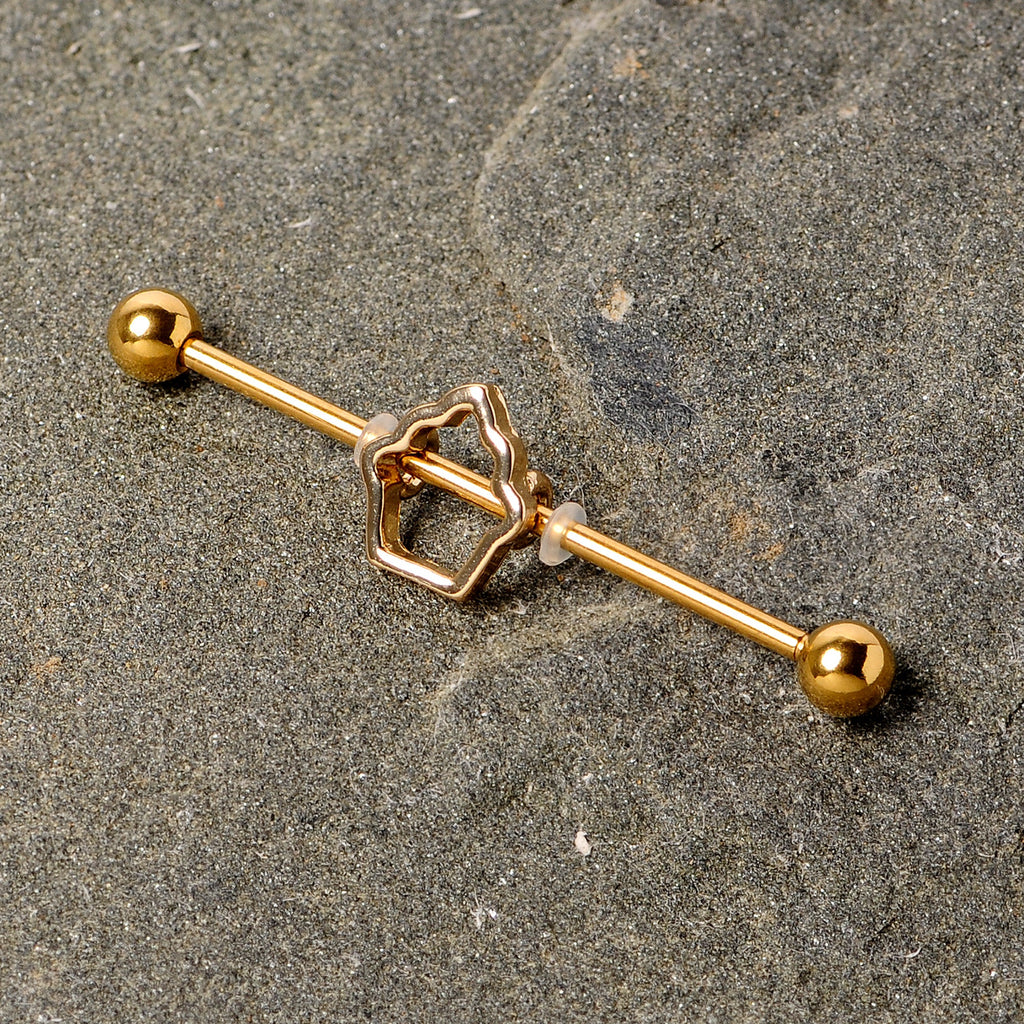 BodyCandy 14G Gold Tone Hollow Cupcake Industrial Barbell 38mm — lifestyle context