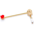 BodyCandy 14G Gold Tone Red Flower Birdcage Industrial Barbell 38mm — main product shot
