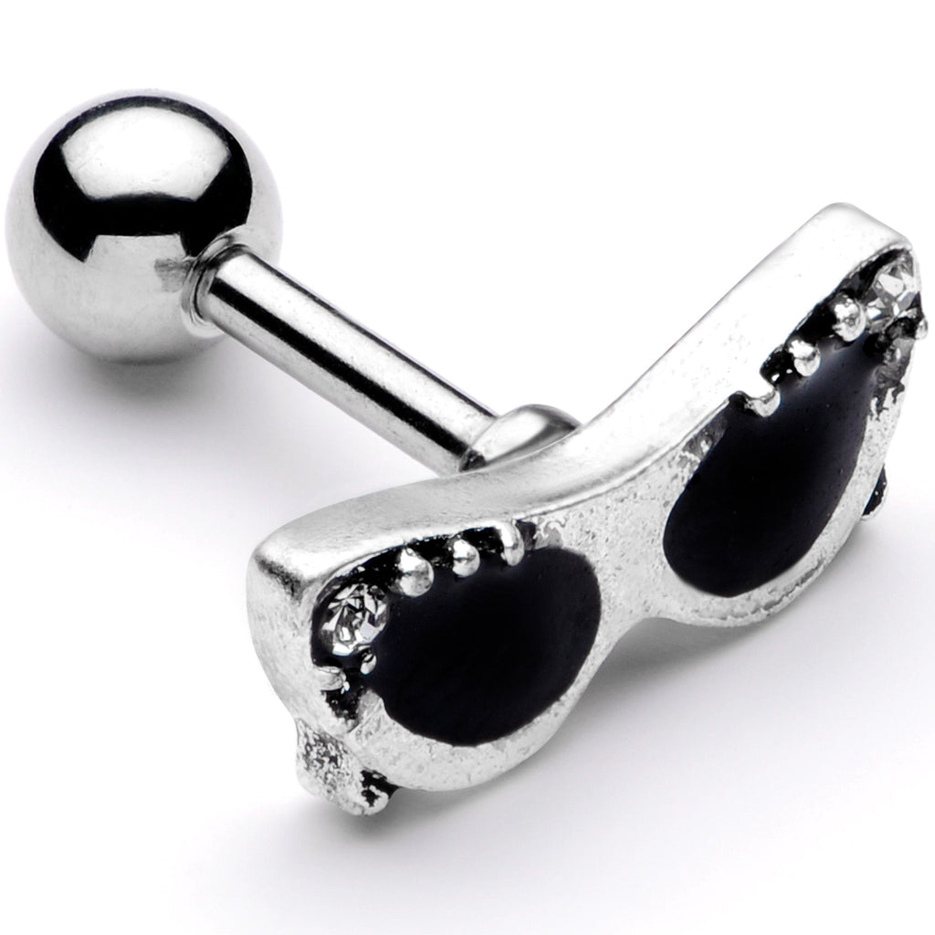 BodyCandy 16G 1/4 Clear Gem 50s Retro Sunglasses Cartilage Tragus Earring — main product shot