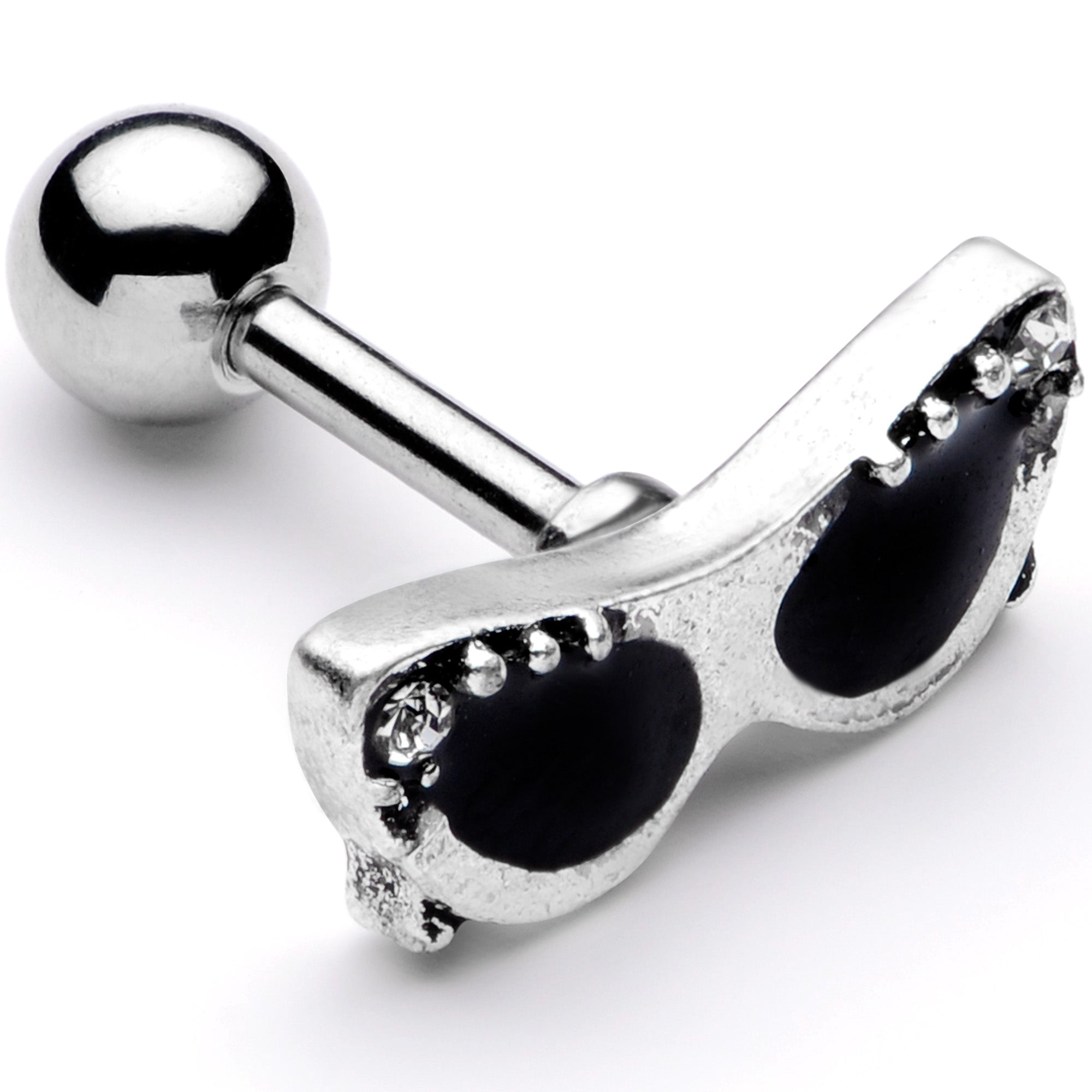 BodyCandy 16G 1/4 Clear Gem 50s Retro Sunglasses Cartilage Tragus Earring — main product shot