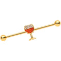 BodyCandy Orange Gem Gold Tone Holiday Wine Halloween Industrial Barbell 38mm — main product shot