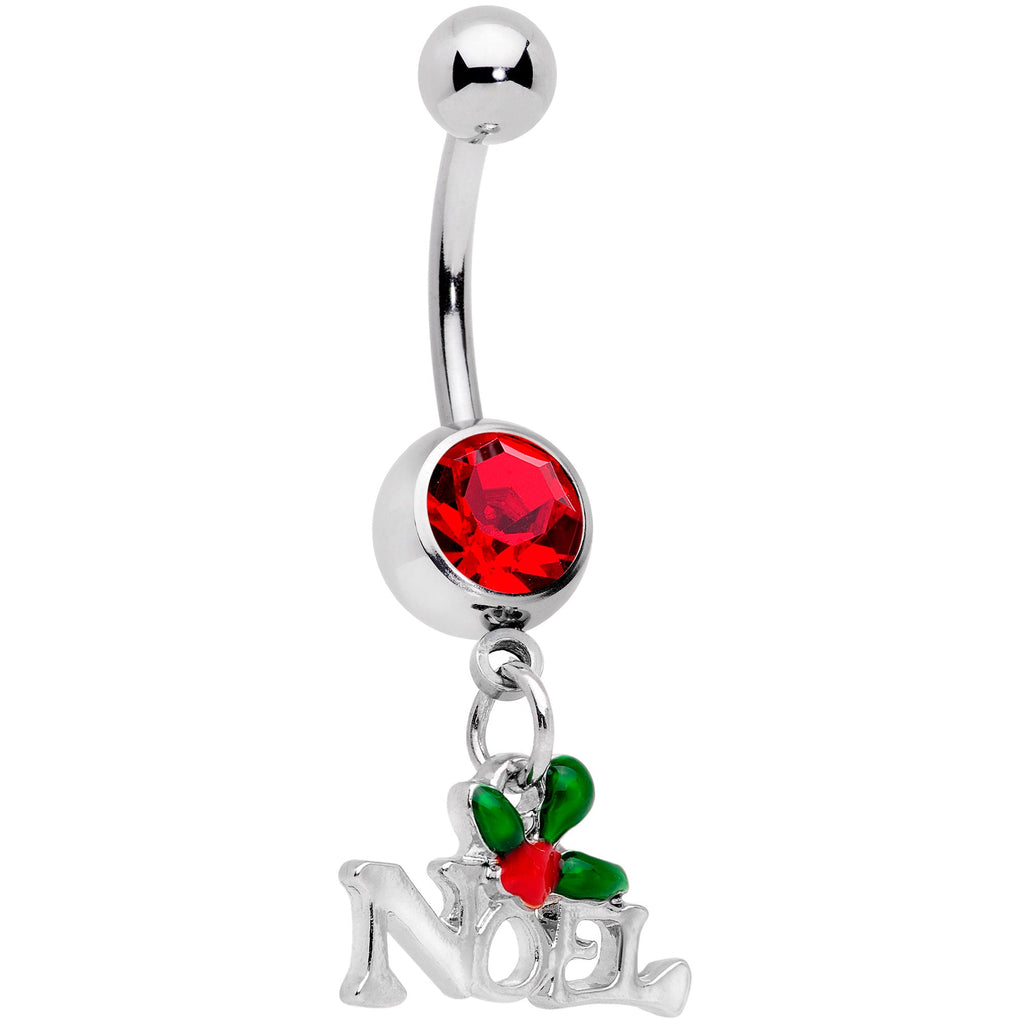 BodyCandy Red Gem Noel Winter Holiday Christmas Dangle Belly Ring — main product shot