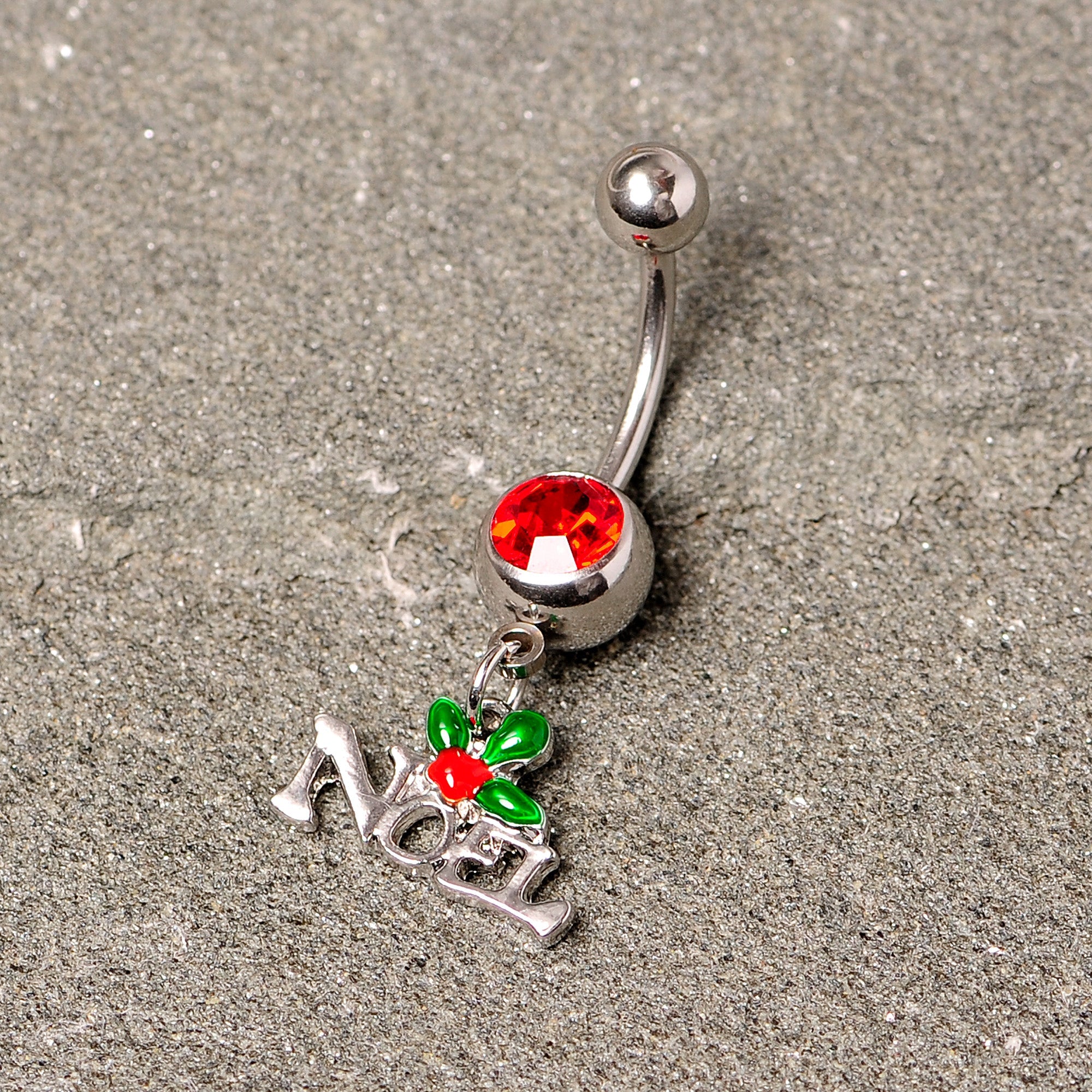 BodyCandy Red Gem Noel Winter Holiday Christmas Dangle Belly Ring — lifestyle context
