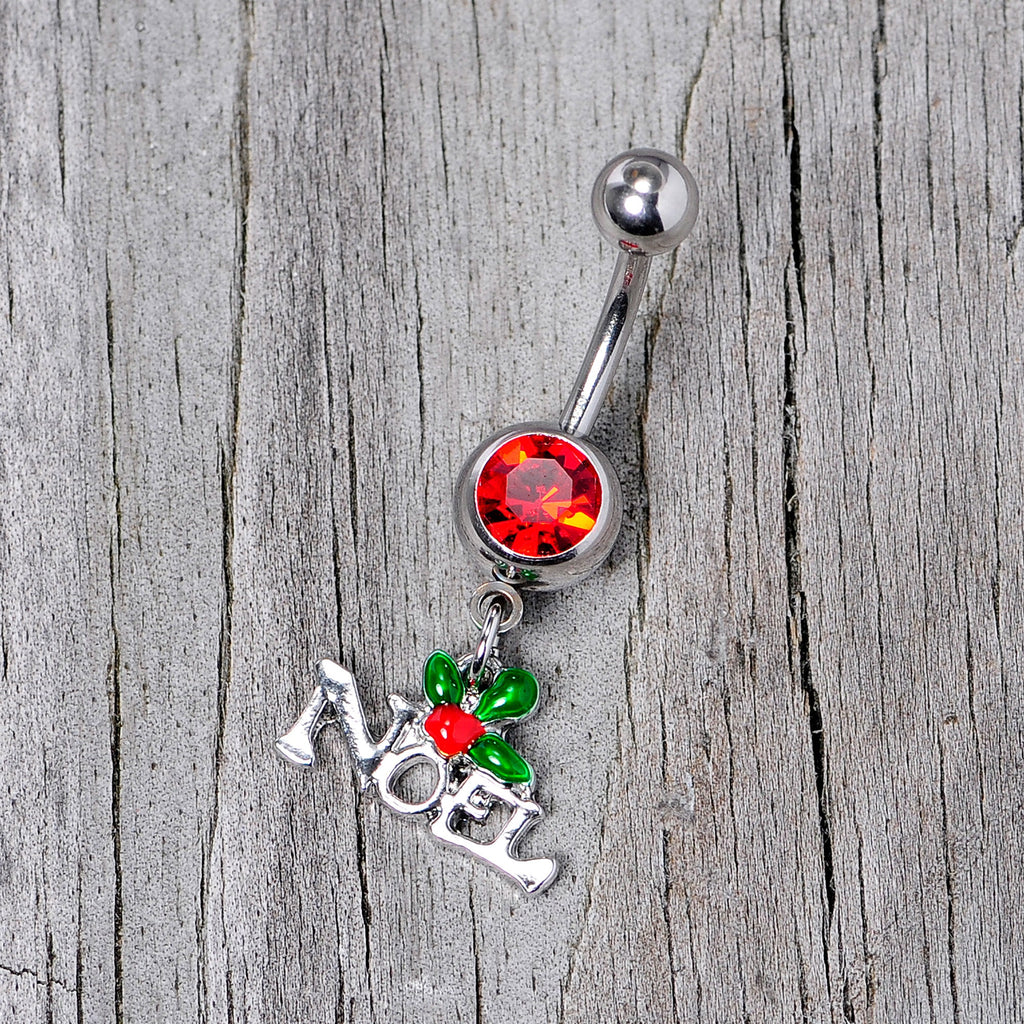 BodyCandy Red Gem Noel Winter Holiday Christmas Dangle Belly Ring — alternative angle