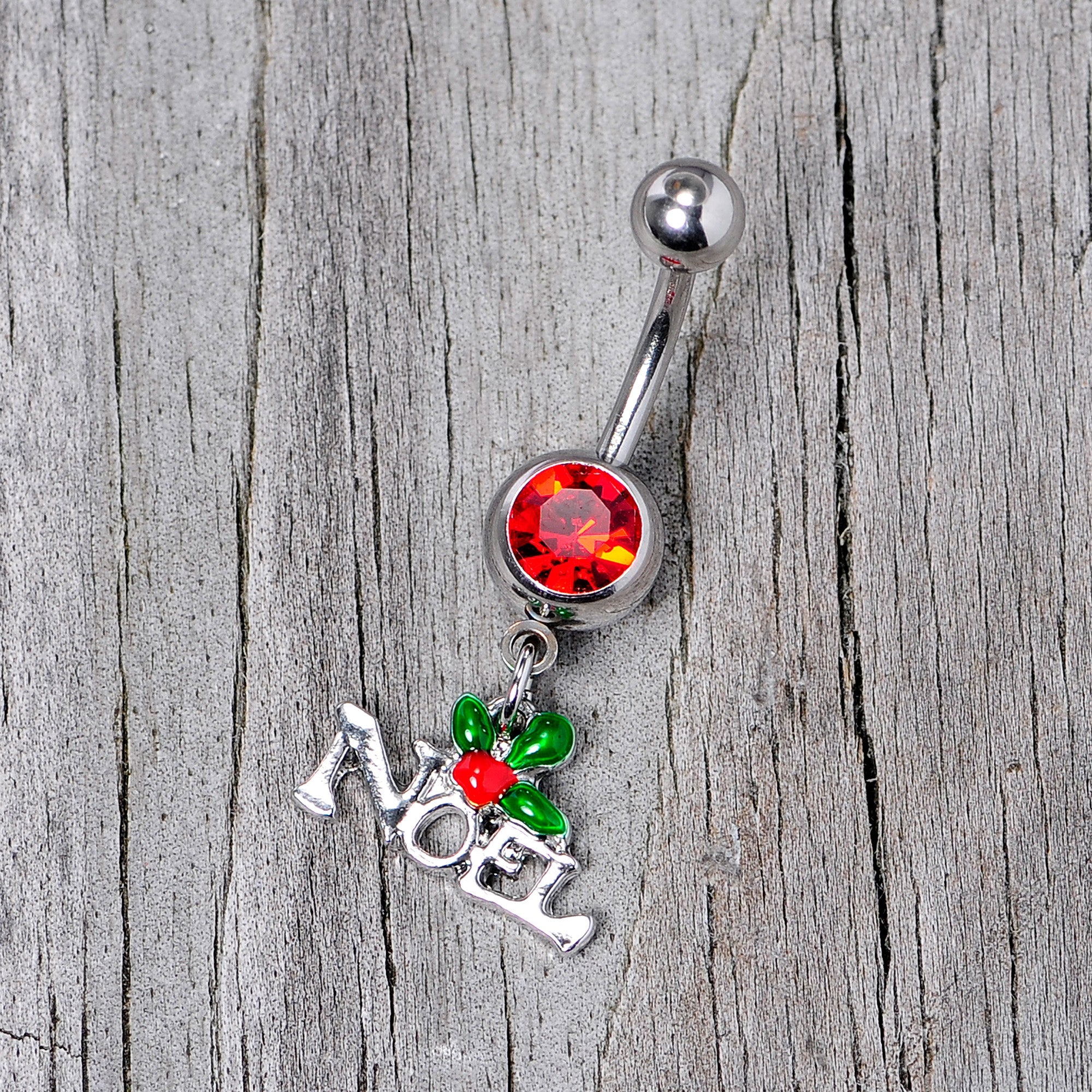 BodyCandy Red Gem Noel Winter Holiday Christmas Dangle Belly Ring — alternative angle