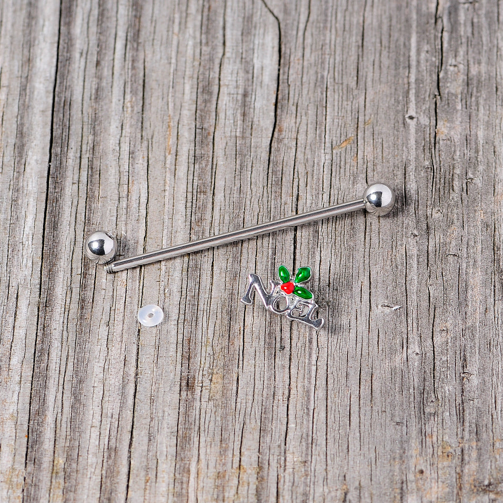 BodyCandy 14G Red Gem Noel Holiday Christmas Industrial Barbell 38mm — back view