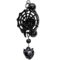BodyCandy Black Gem Black Spiderweb Halloween Reversible Dangle Belly Ring — main product shot
