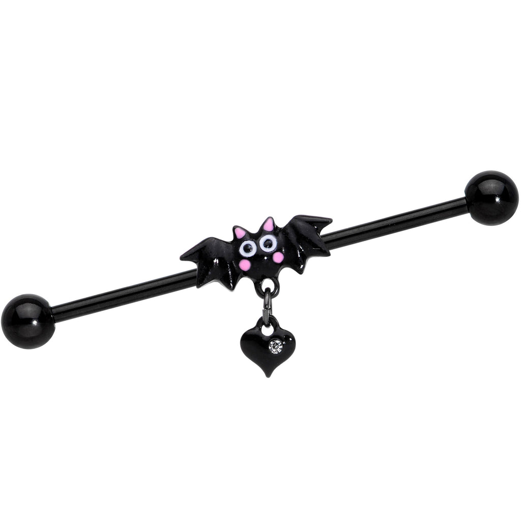 BodyCandy 14G Clear Gem Heart Bat Halloween Dangle Industrial Barbell 38mm — main product shot